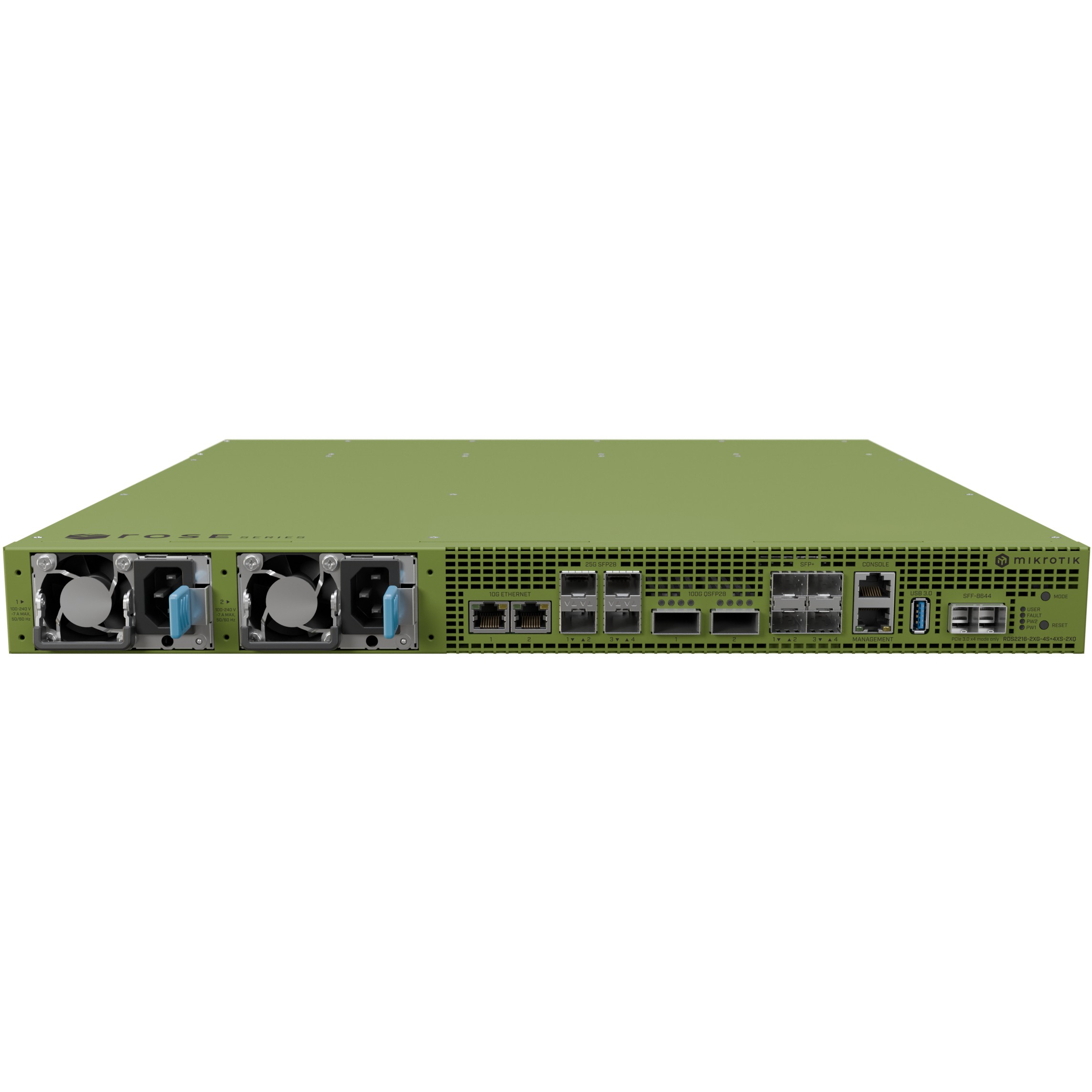 Podatkovni server Mikrotik RDS2216 ROSE (32 GB, 128 MB NAND, 20x U.2 NVMe, 2xG-LAN, 2x100G QFSP28, 4x25G SFP28, 4x10G SFP+)-2