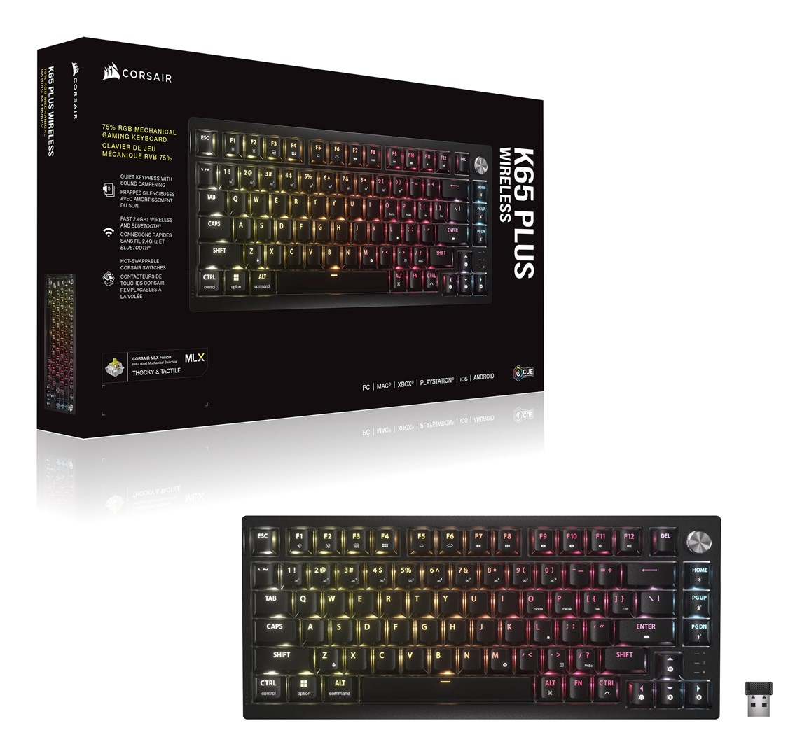 Gaming tipkovnica CORSAIR K65 PLUS WIRELESS (75%, RGB, Hot-Swap, PBT, QWERTZ)-2