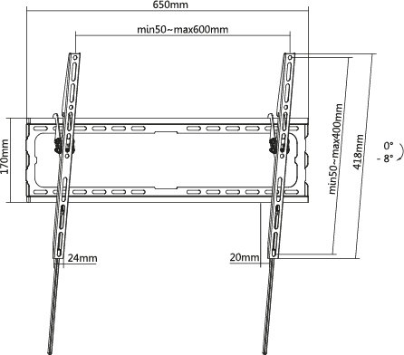 Nosač za TV zidni NORSTONE Fix 3780 Tilt (37"-80", do 45kg, nagib -8°)-4