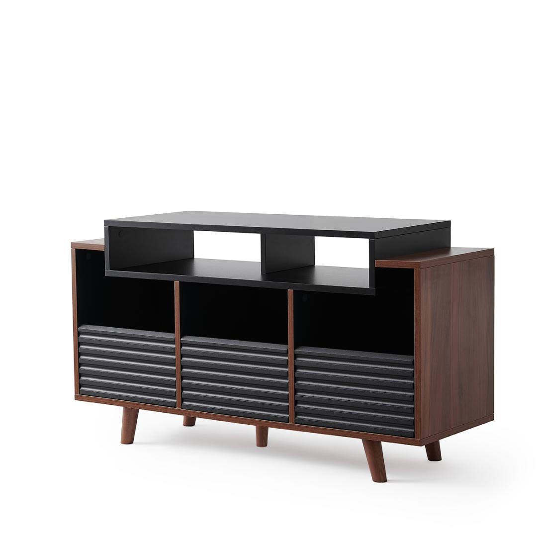 Polica za gramofon i gramofonske ploče NORSTONE Oslo Vinyl 1200 black, walnut