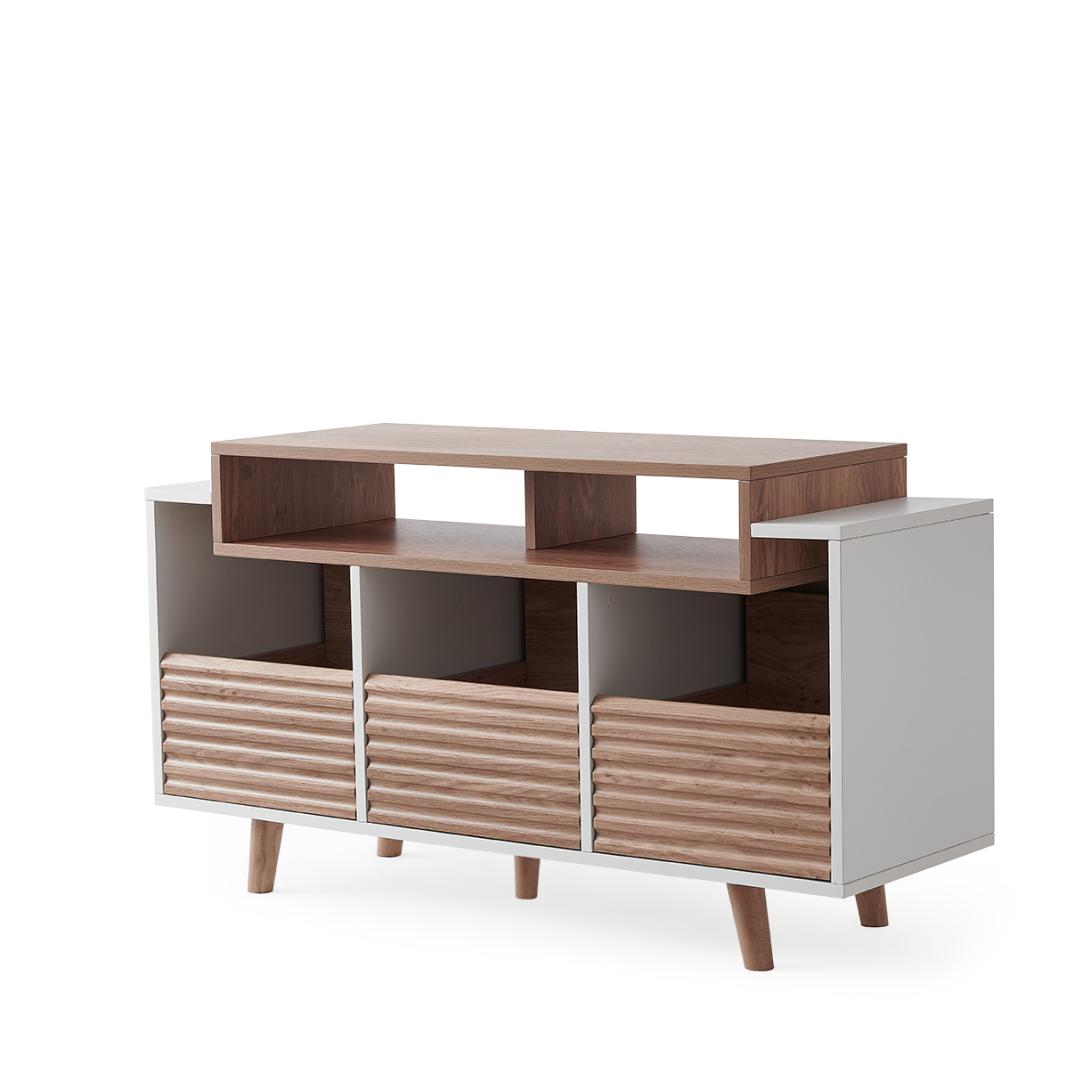 Polica za gramofon i gramofonske ploče NORSTONE Oslo Vinyl 1200 white, clear oak-0