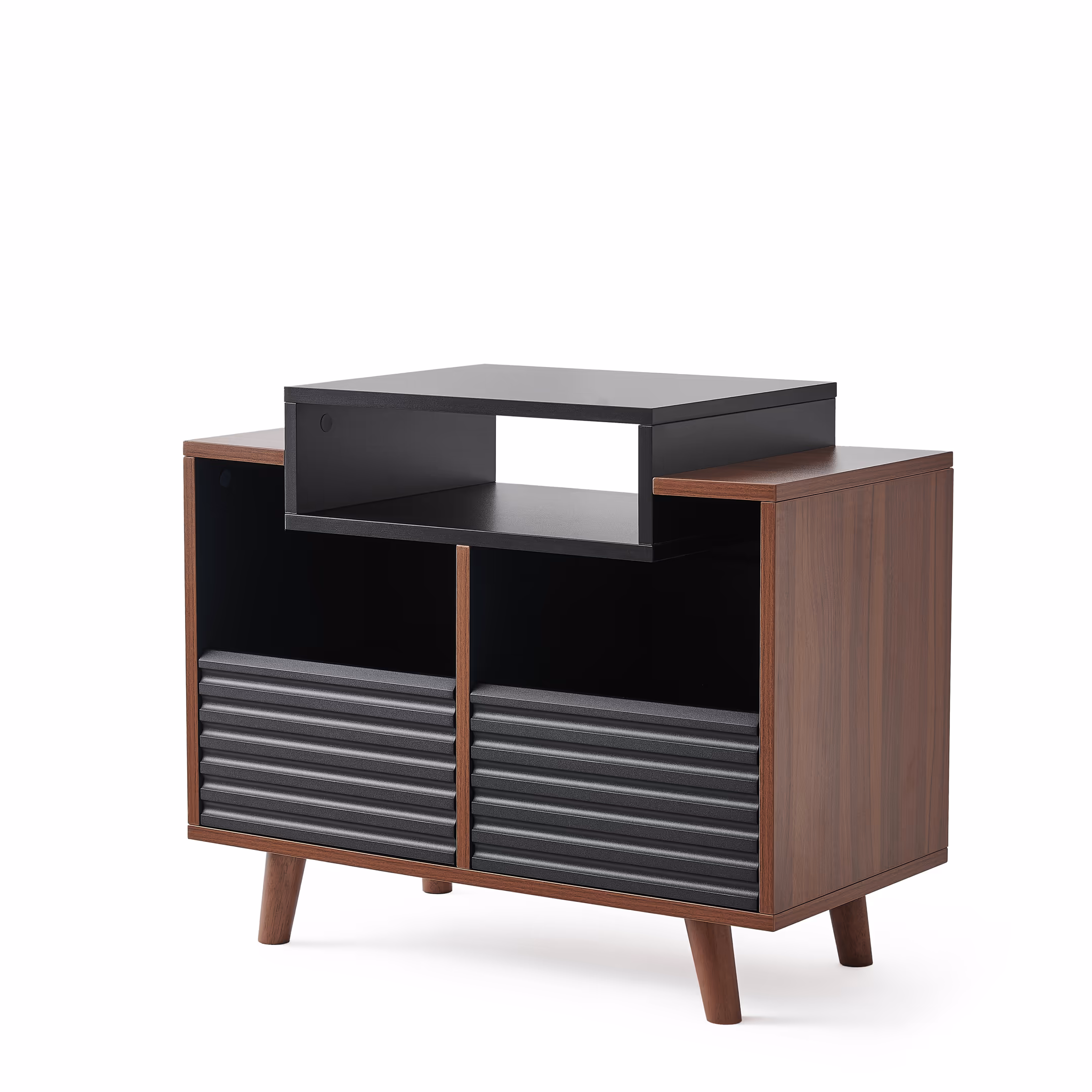 Polica za gramofon i gramofonske ploče NORSTONE Oslo Vinyl 800 black satin, walnut-0