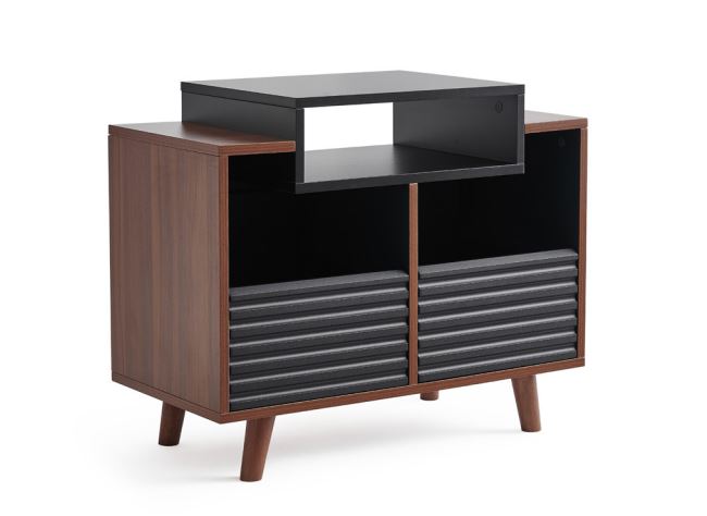 Polica za gramofon i gramofonske ploče NORSTONE Oslo Vinyl 800 black satin, walnut-3