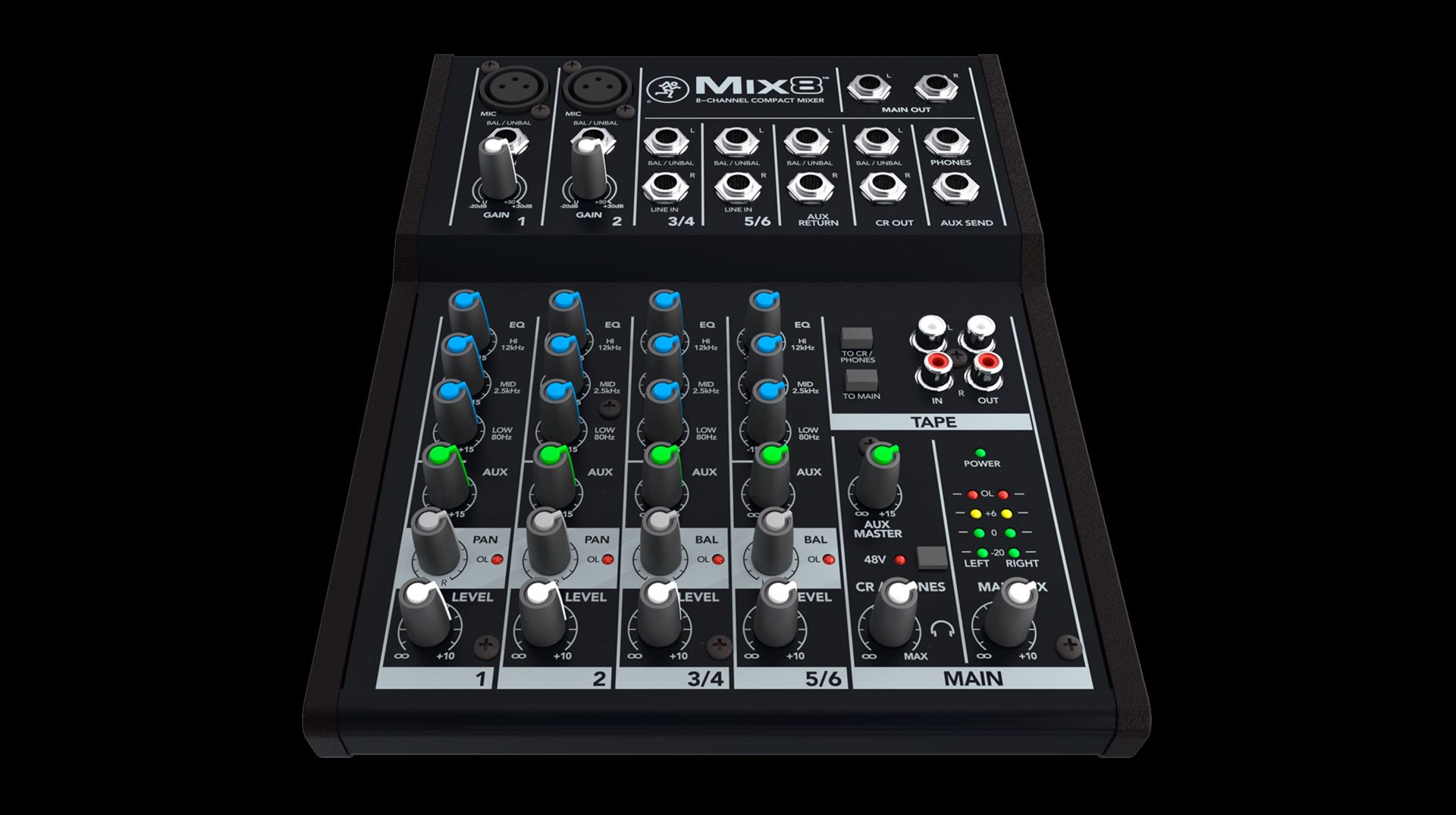 Audio mikser MACKIE Mix8 (8-kanalni, 2 mikrofonska pretpojačala, 3-band EQ)-4