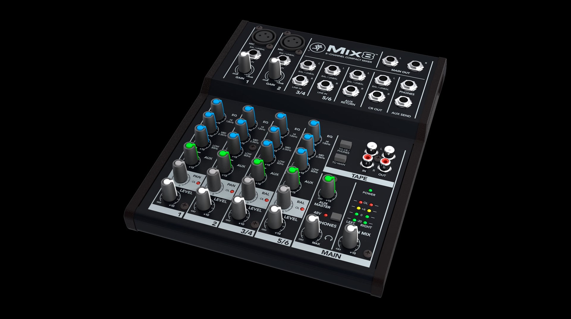 Audio mikser MACKIE Mix8 (8-kanalni, 2 mikrofonska pretpojačala, 3-band EQ)-2