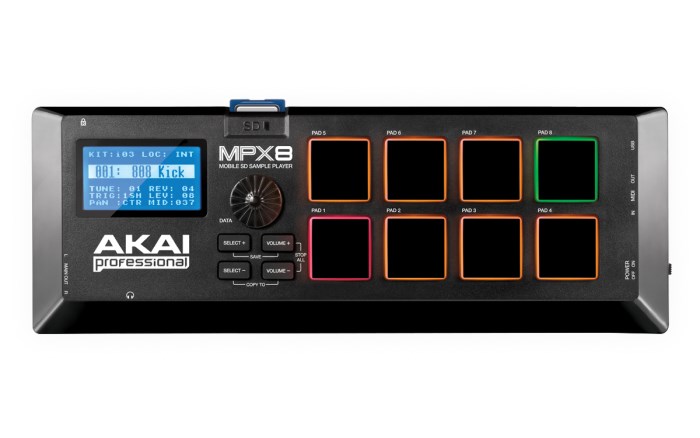Sample Pad Kontroler AKAI MPX8 (8 padova, SD utor, USB MIDI)