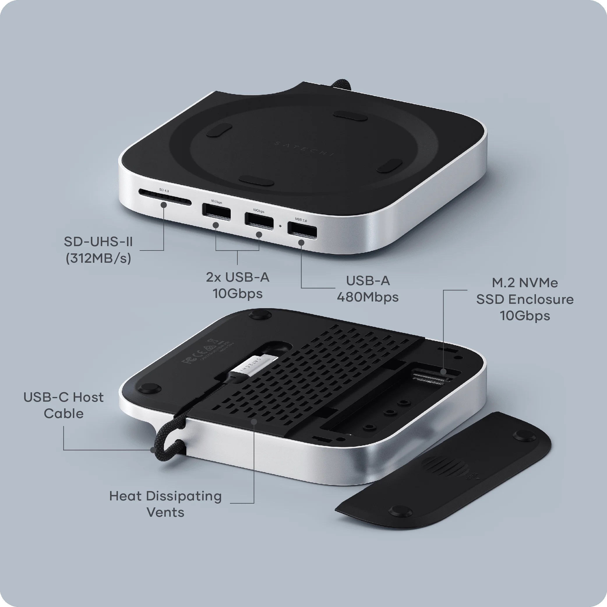 Satechi Mac Mini M4 Stand & Hub with SSD Enclosure-2