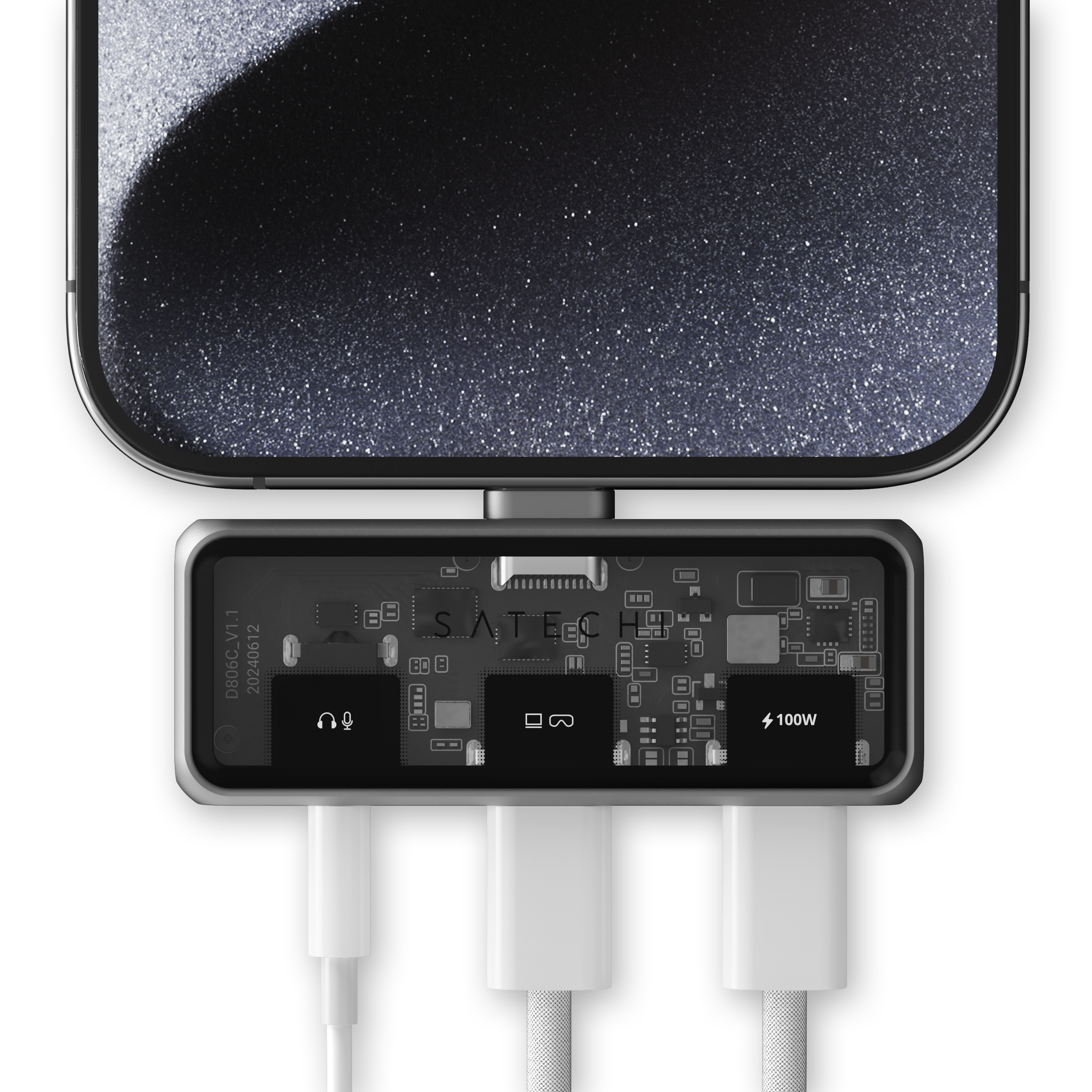 SATECHI Mobile XR Hub s dvostrukim USB-C i Audio - Space Gray-6