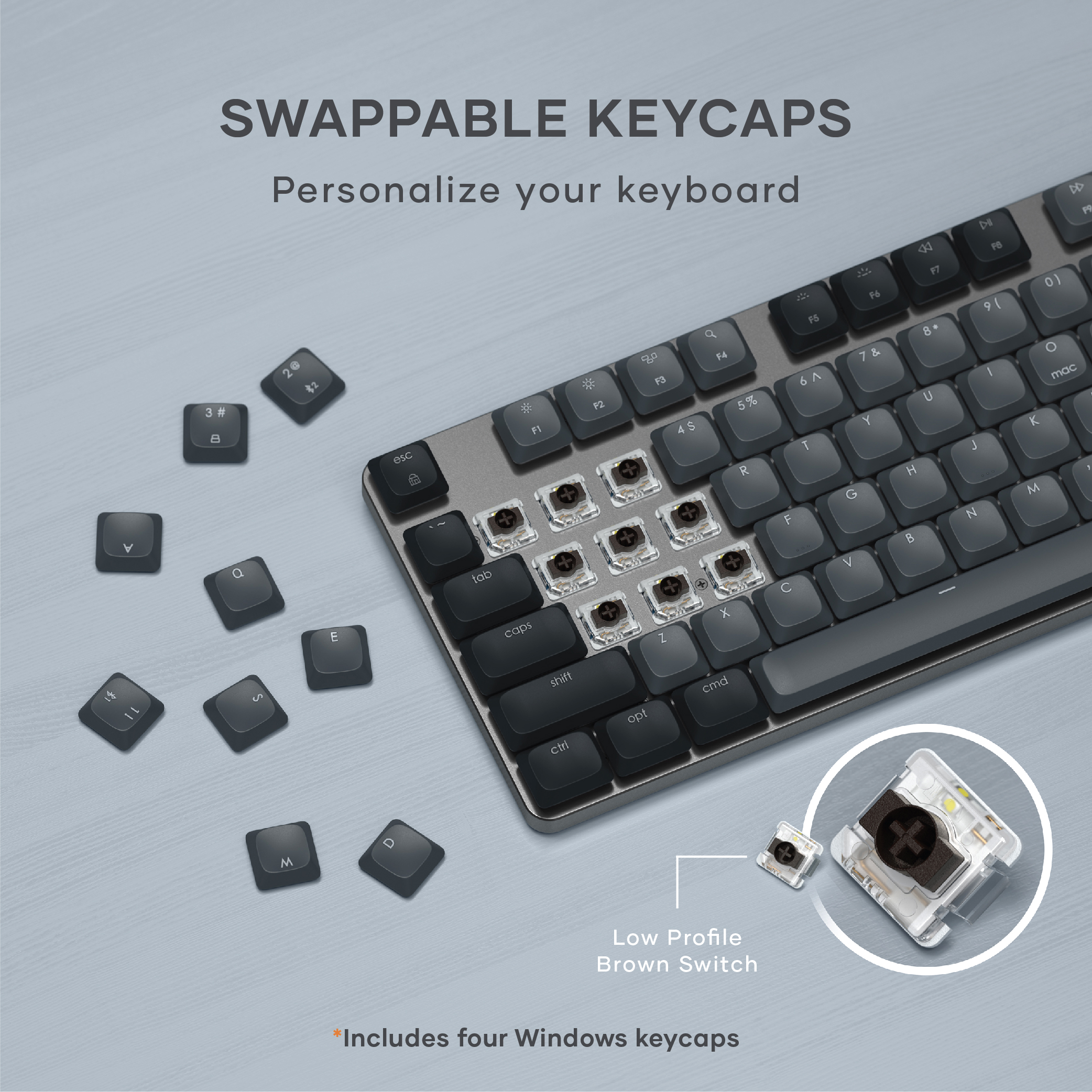 Tipkovnica SATECHI SM3 Slim Mechanical Backlit Bluetooth (Tamna) - US-2