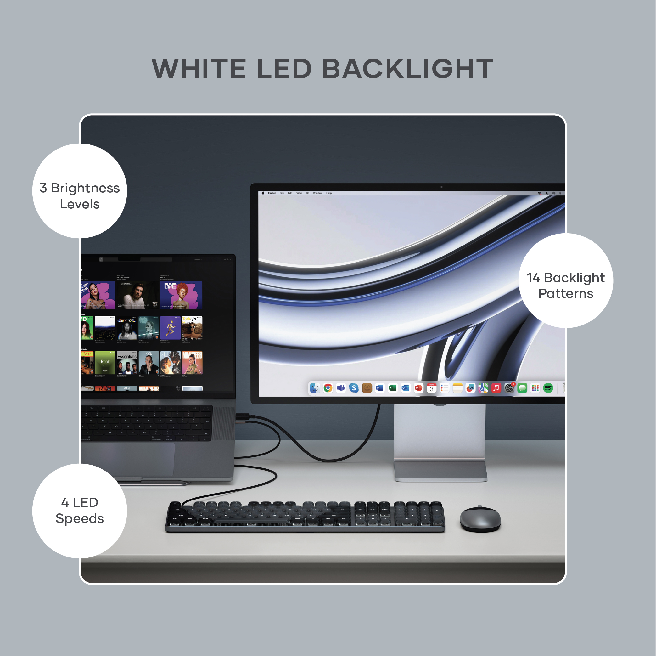 Tipkovnica SATECHI SM3 Slim Mechanical Backlit Bluetooth (Tamna) - US-13