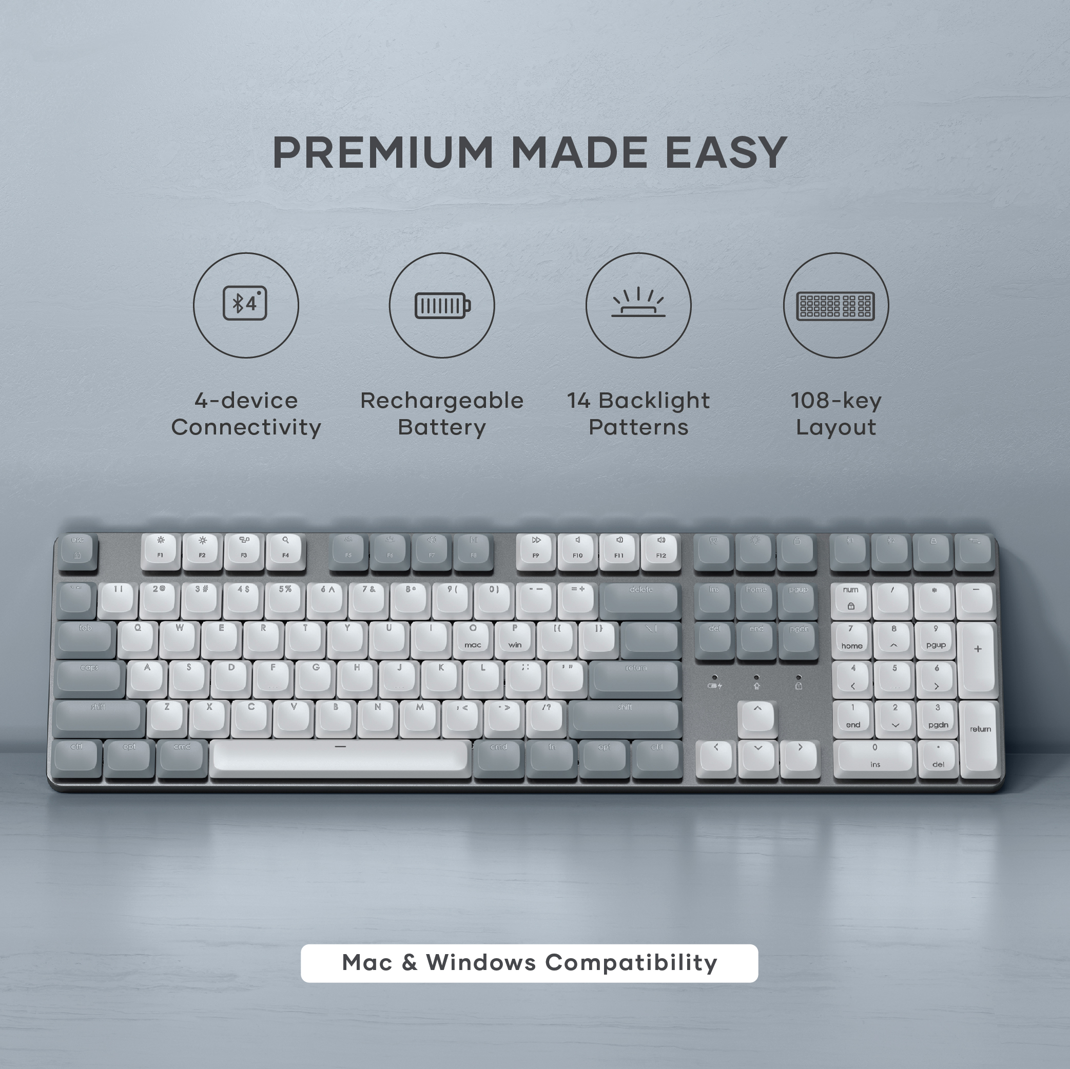Tipkovnica SATECHI SM3 Slim Mechanical Backlit Bluetooth (Svijetla) - US - Svijetla-5