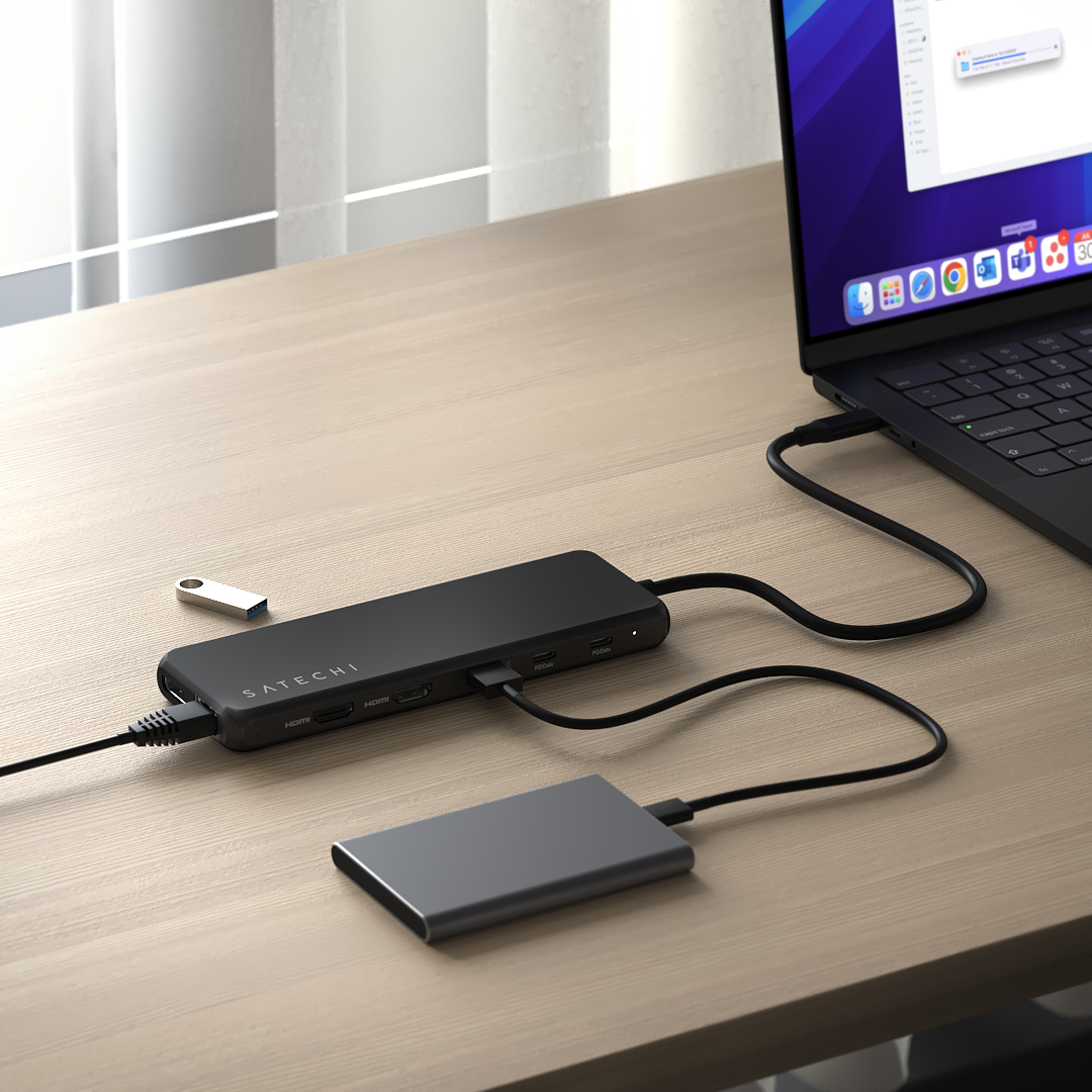 Adapter SATECHI 13-in-1 USB-C Triple Display Multiport - Crna boja-4