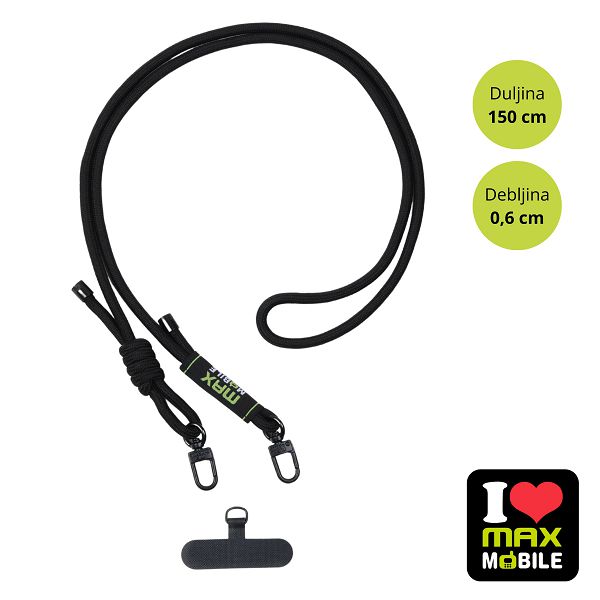 MAXMOBILE VEZICA ZA MOBITEL 6mm Crna