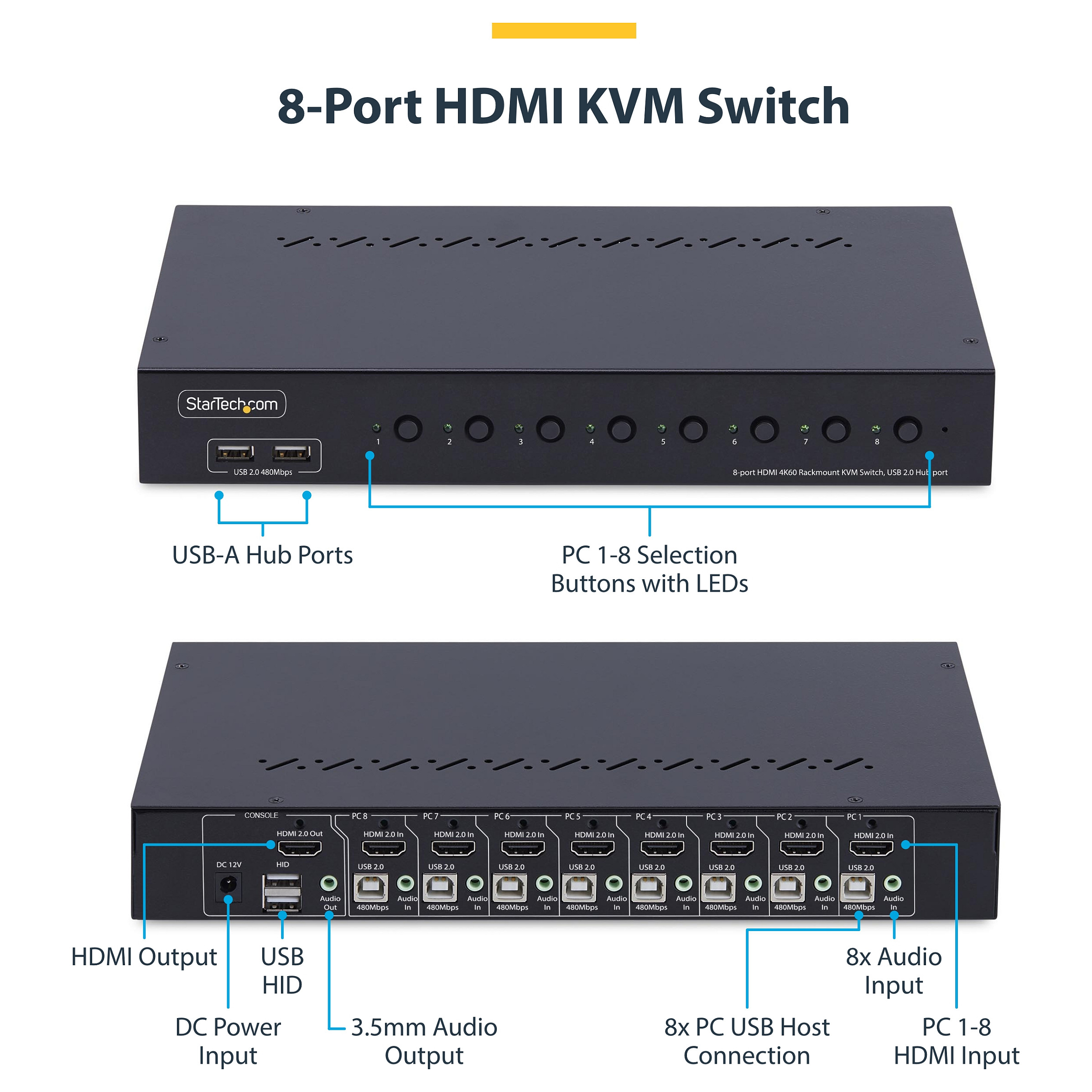 KVM preklopnik STARTECH SV831HD, 8-portni HDMI, 1U Rackmount-10