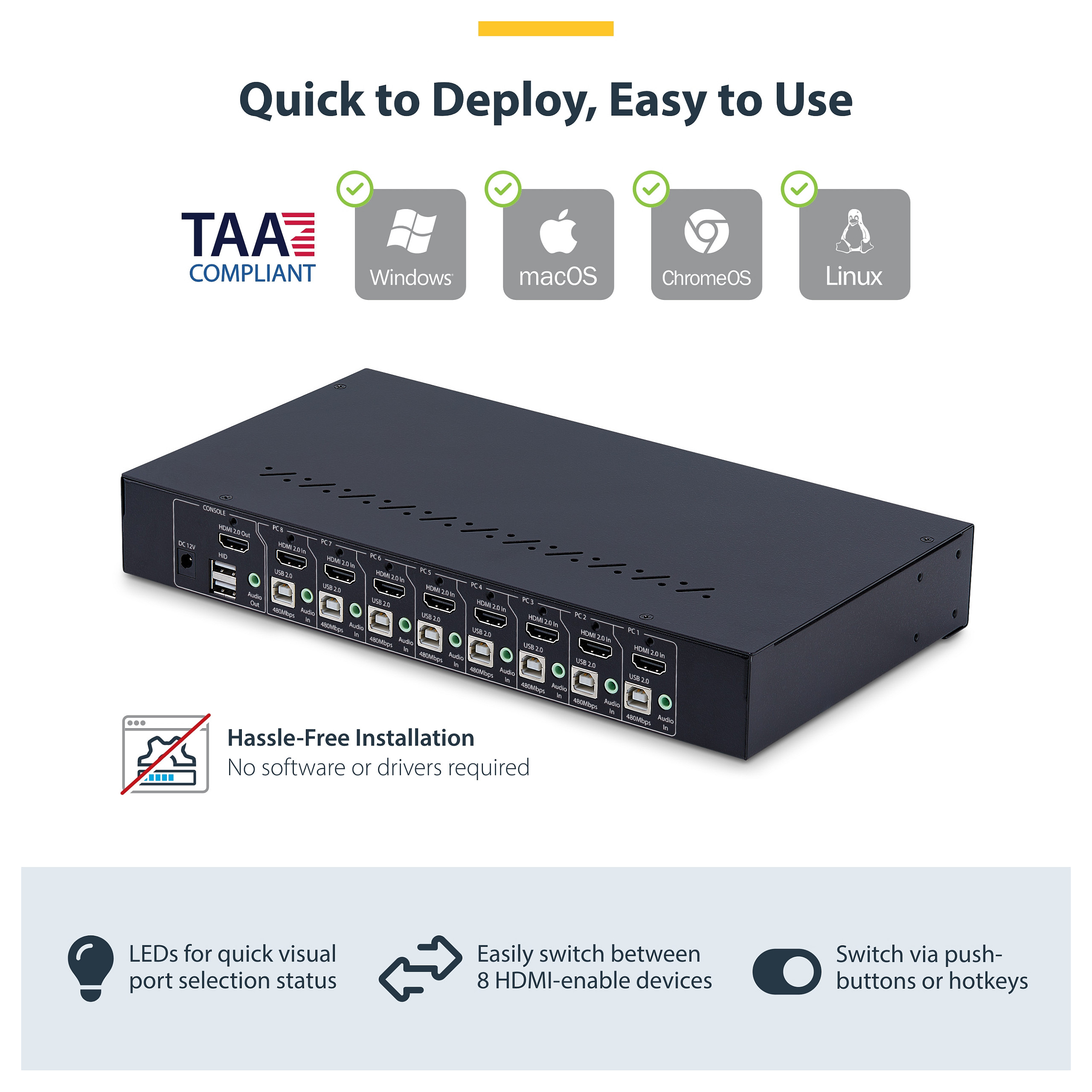 KVM preklopnik STARTECH SV831HD, 8-portni HDMI, 1U Rackmount-11