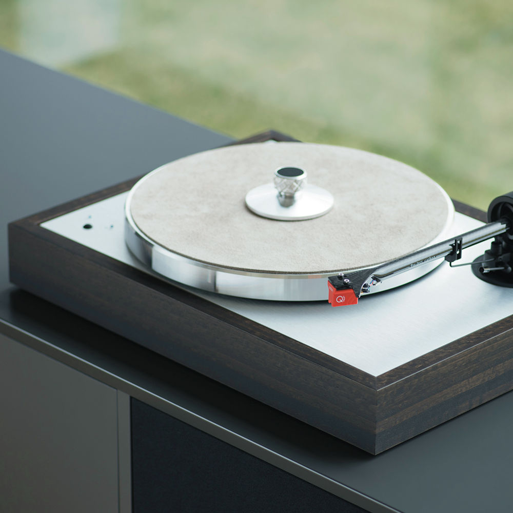 Podloga za gramofonske ploče PRO-JECT Leather it, siva, kožna-1