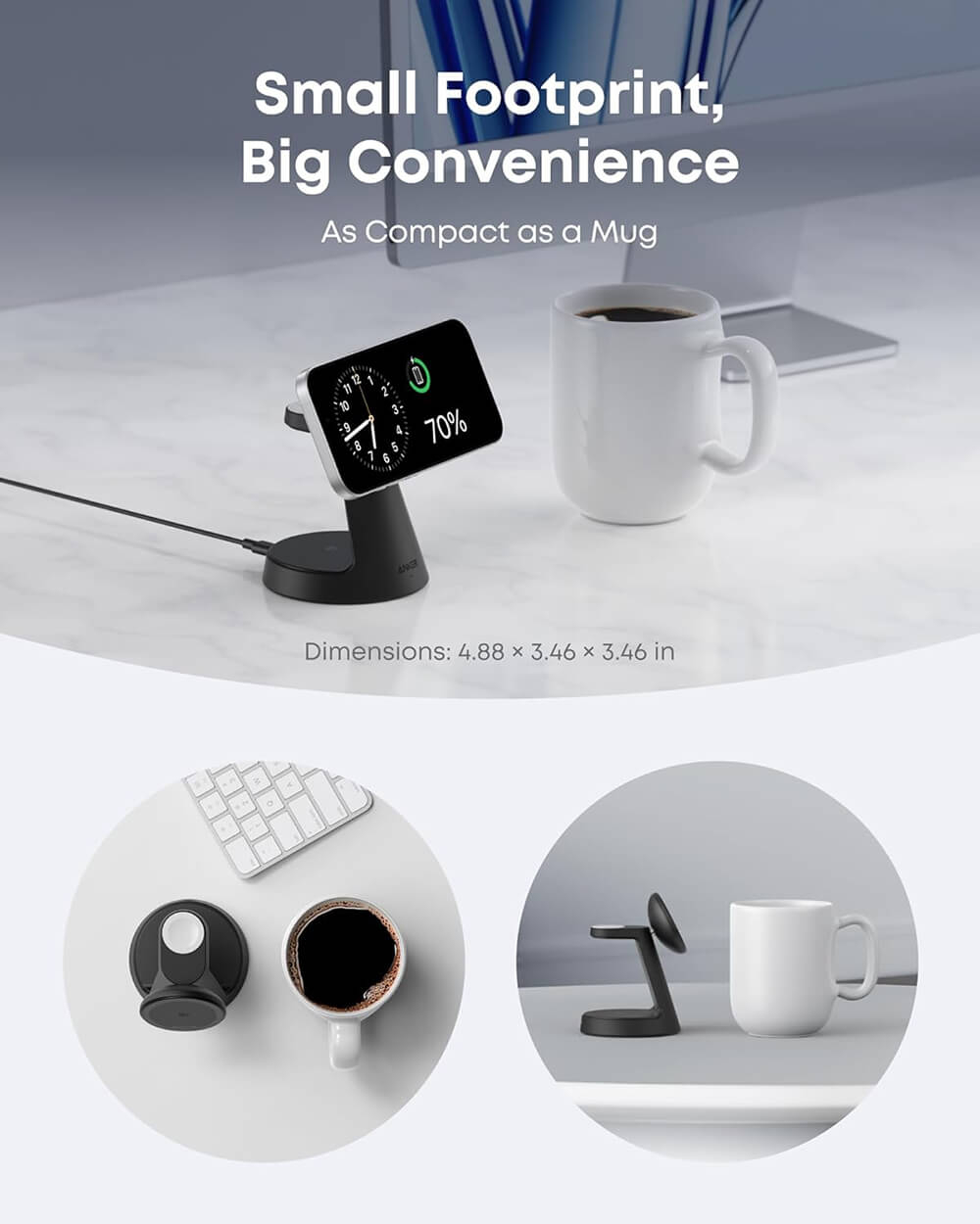 Bežični punjač ANKER MagGo 3-u-1 Dock Stand (Qi2 15 W, za iPhone, Apple Watch i AirPods, crni)-8