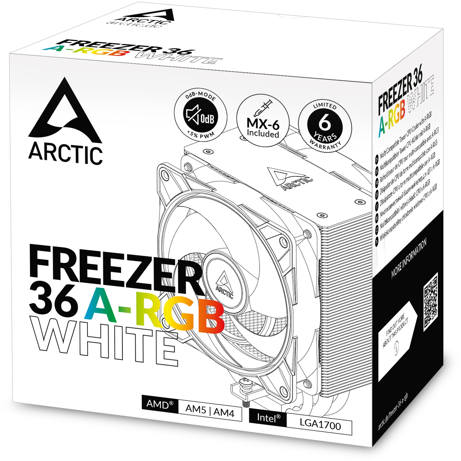 Hladnjak za procesor ARCTIC Freezer 36 A-RGB (4 heatpipea, dva 120 mm ventilatora, 12 ARGB LED dioda, podržava veliki broj CPU utora)-13