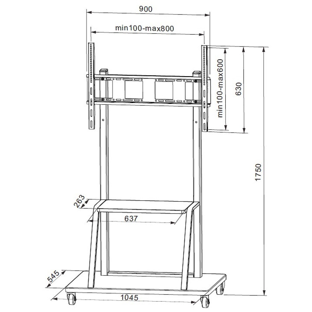 Techly ICA-TR30 signage display mount 2.54 m (100") Black-2