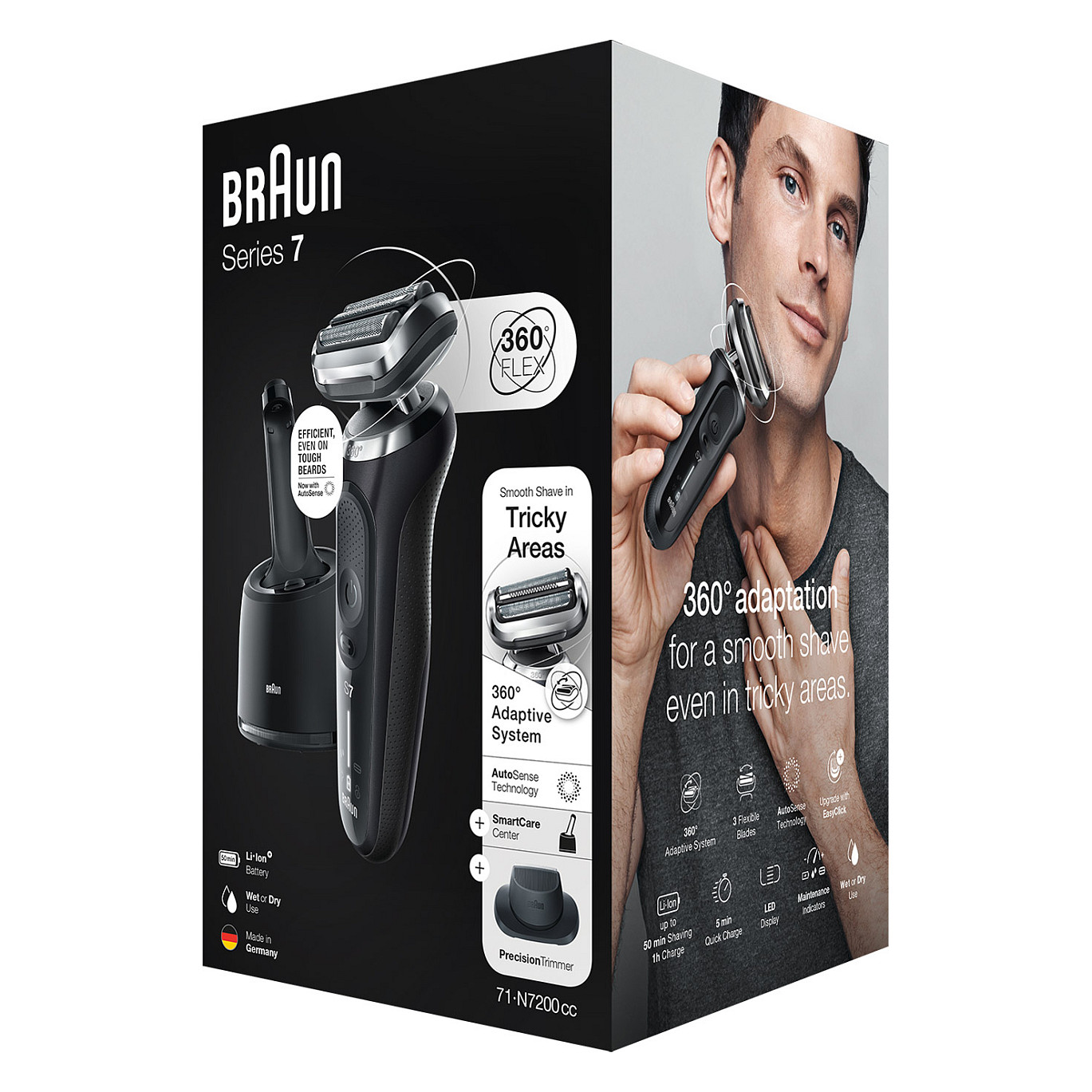 Brijaći aparat BRAUN Series 7 71-N7200cc (Wet&Dry, 360° Flex glava, Clean&Charge stanica, crni)-1
