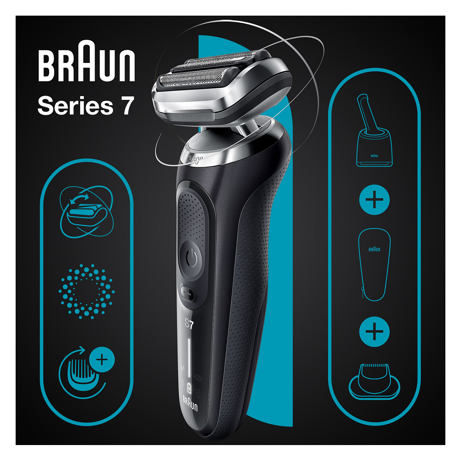 Brijaći aparat BRAUN Series 7 71-N7200cc (Wet&Dry, 360° Flex glava, Clean&Charge stanica, crni)-2