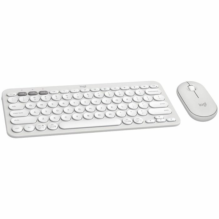 Tipkovnica LOGITECH Pebble 2 Bluetooth Combo, TONAL WHITE, HRV-SLV-SRB