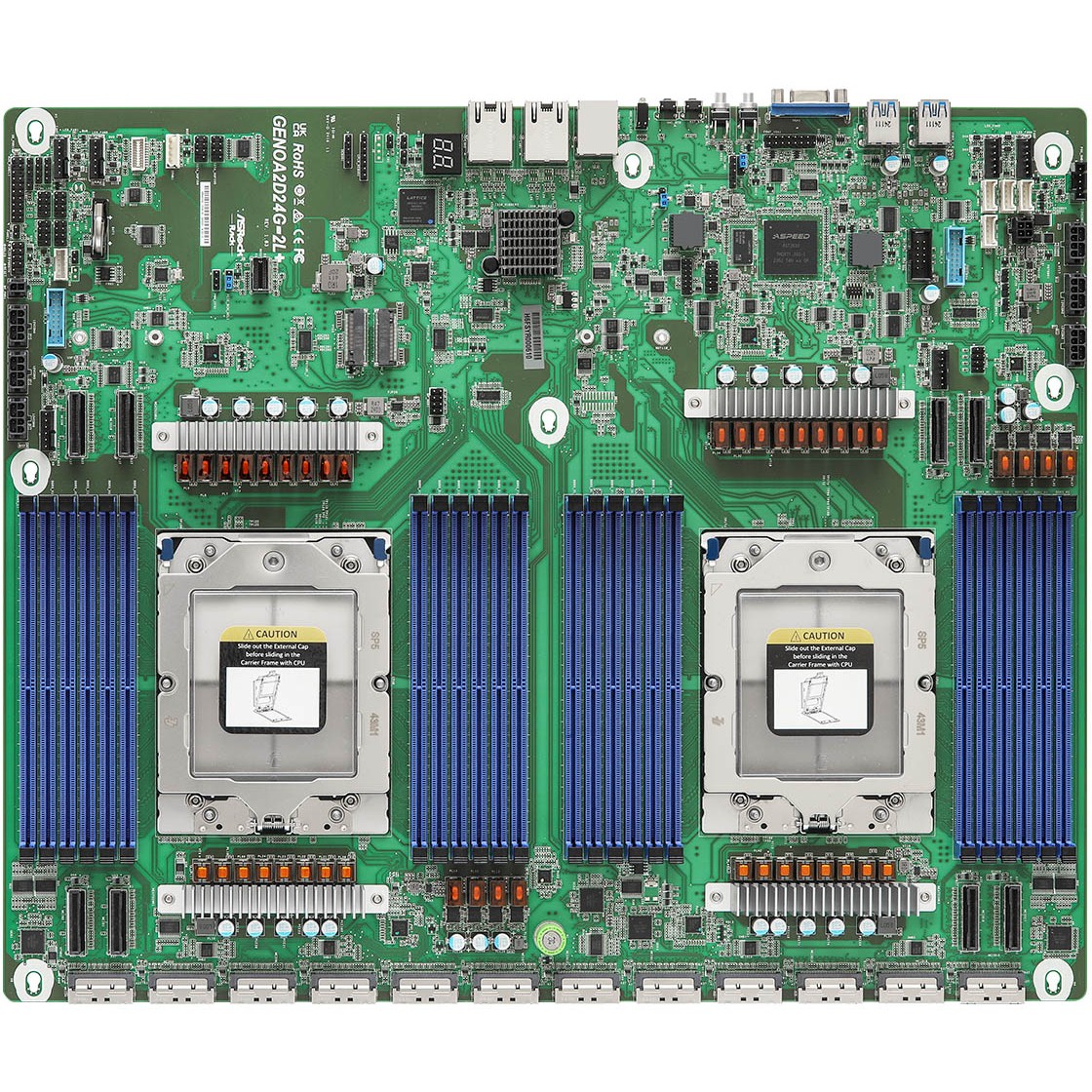 Ploča glavna ASROCK GENOA2D24G-2L+ 2x SP5 AMD Epyc 9004 SoC (24xDIMM, NVMe, 2xM.2, 2xGbE, IPMI)-0