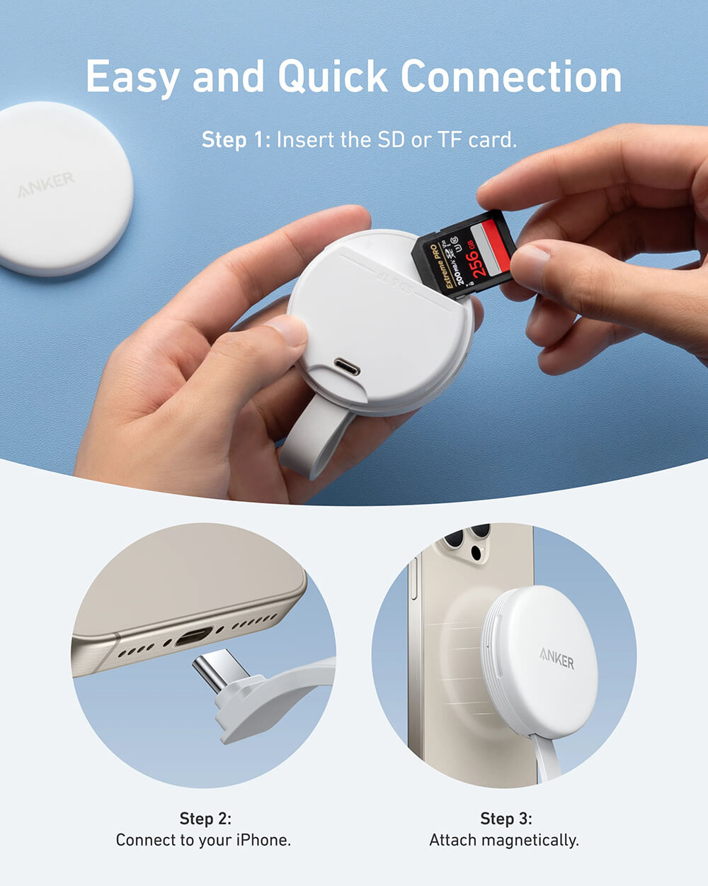 USB-C Adapter ANKER Maggo (3-u-1, 10gbps, za iPhone)-3