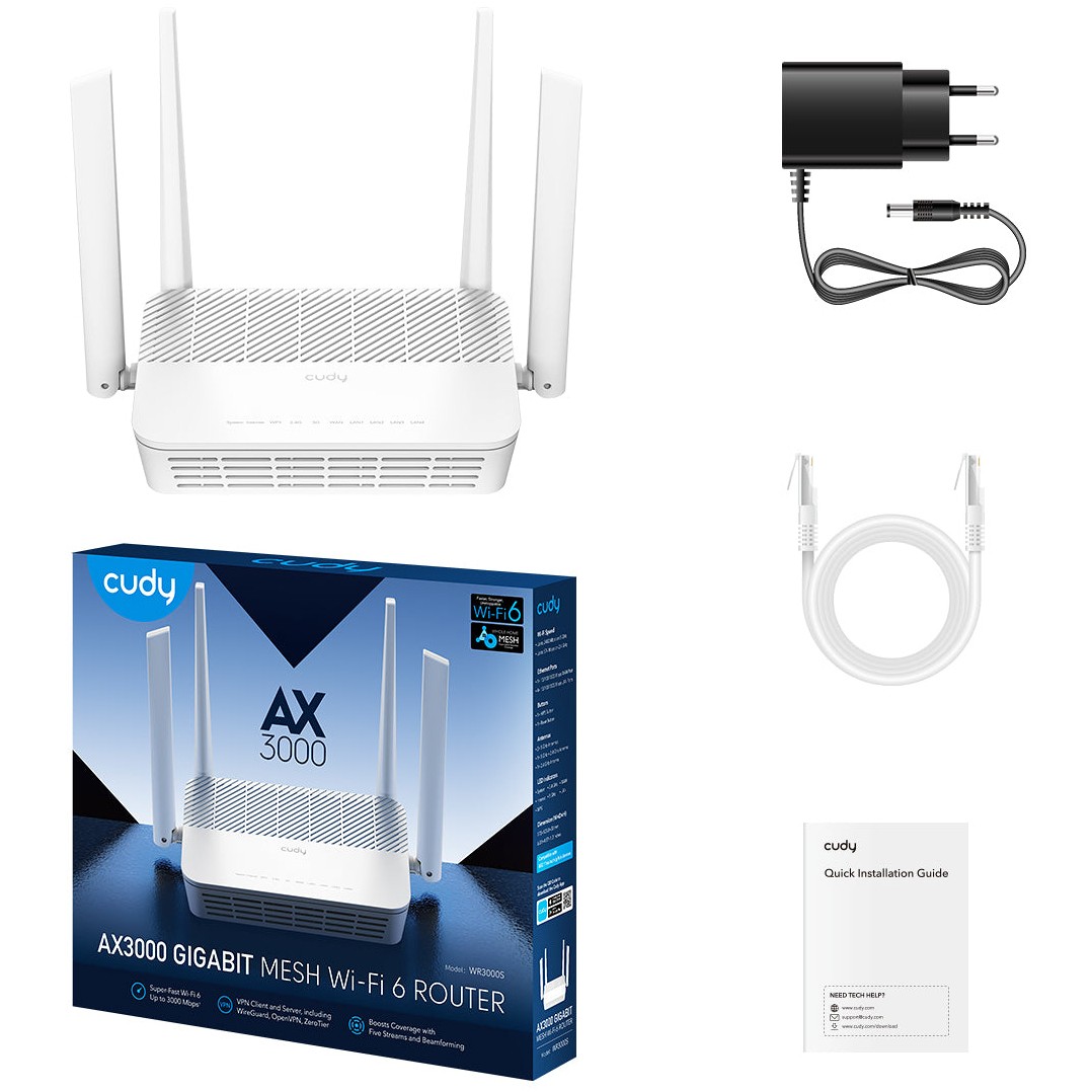 Cudy WR3000S wireless router Gigabit Ethernet Dual-band (2.4 GHz / 5 GHz)-2