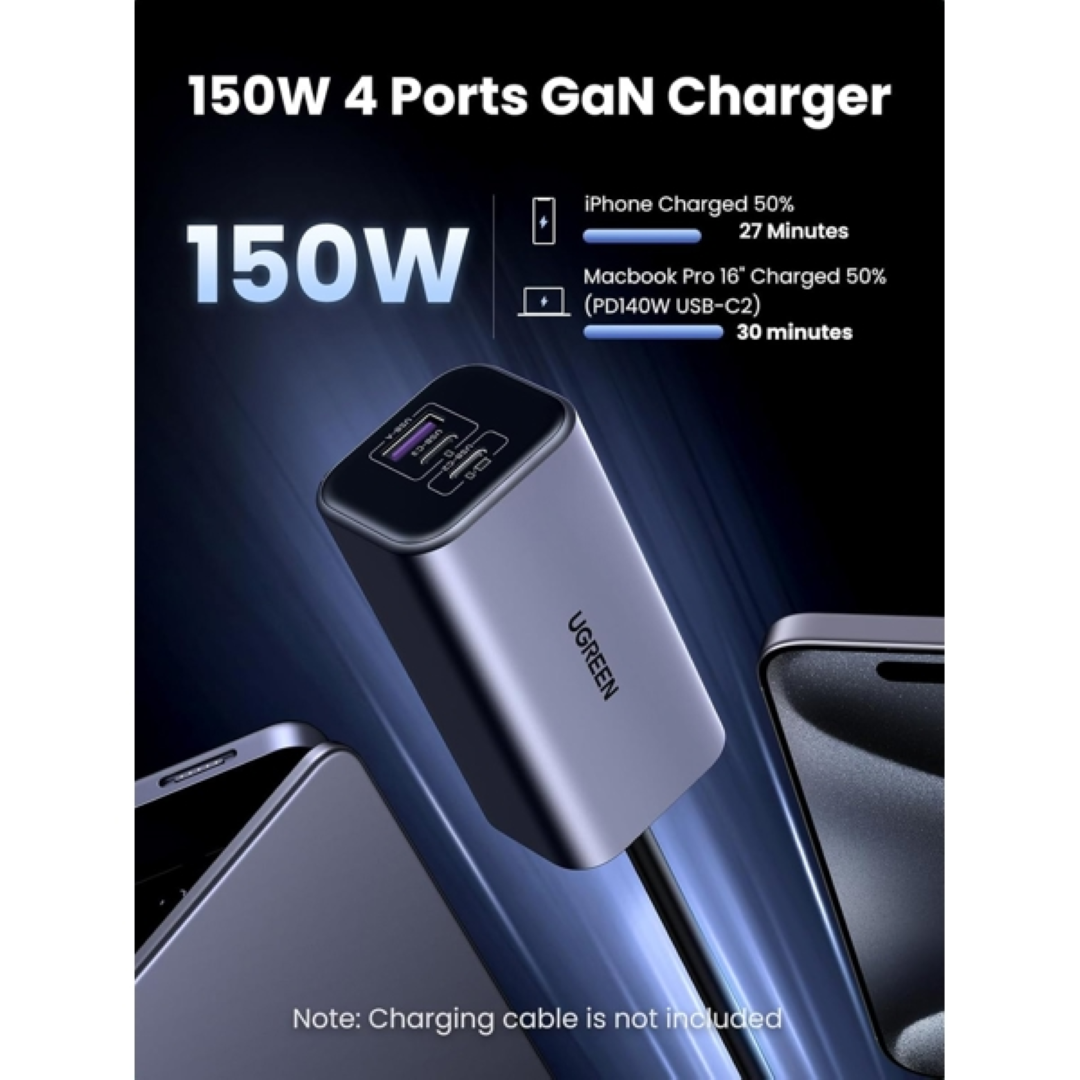 Ugreen 150W car charger with 4 connections-2