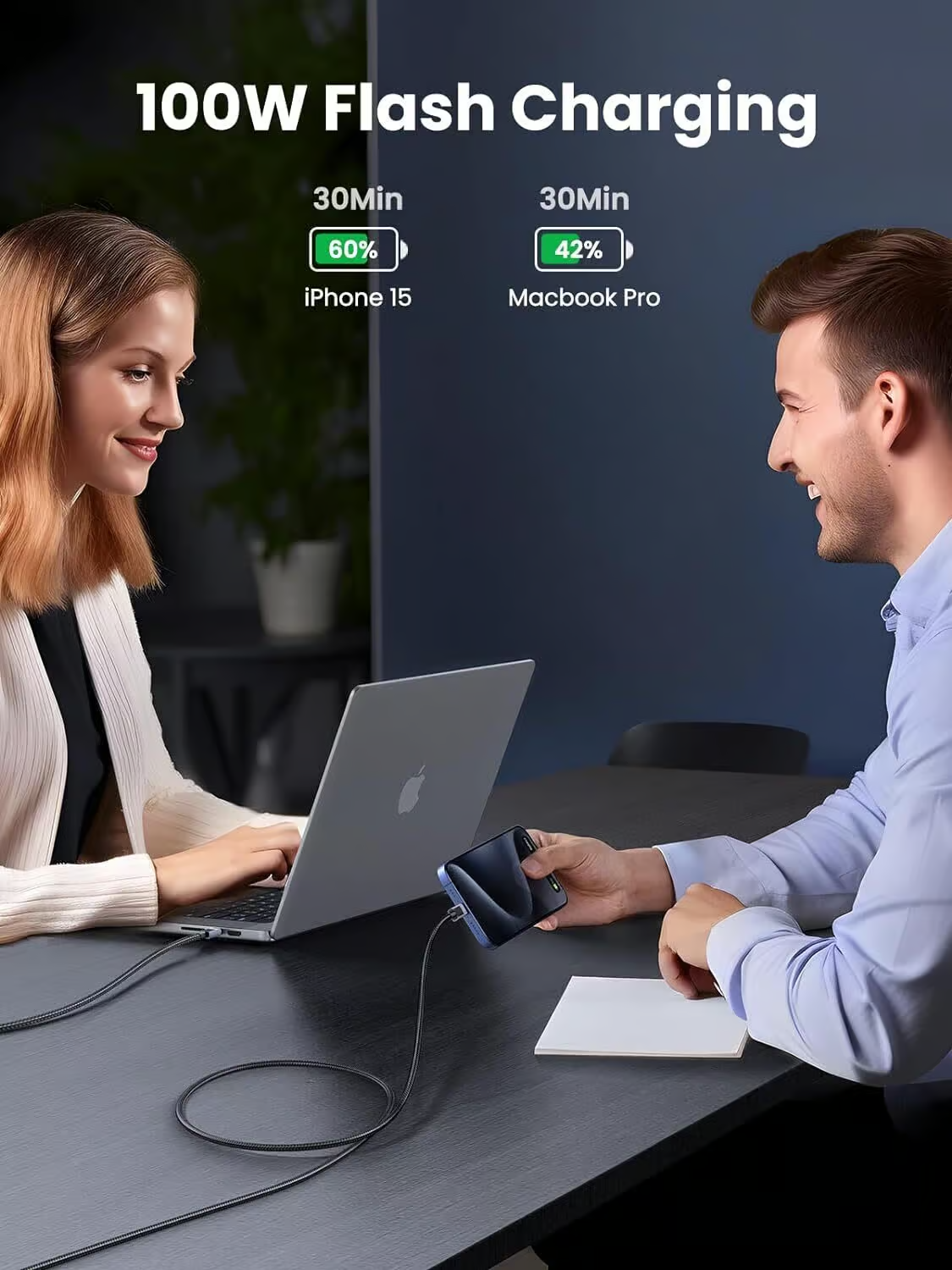 Kabel UGREEN USB-C on USB-C 100W 0.5m-3
