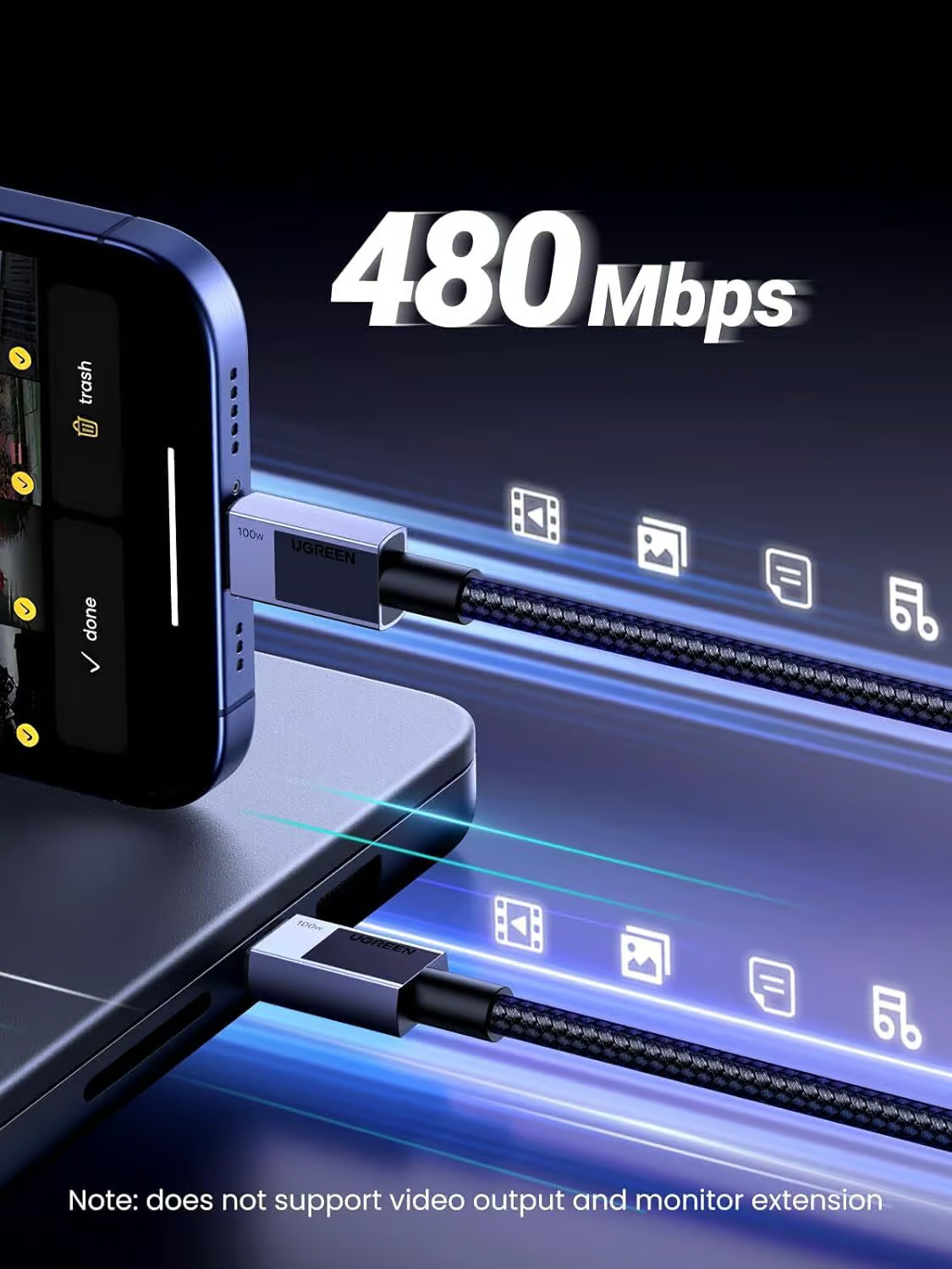 Kabel UGREEN USB-C on USB-C 100W 0.5m-6
