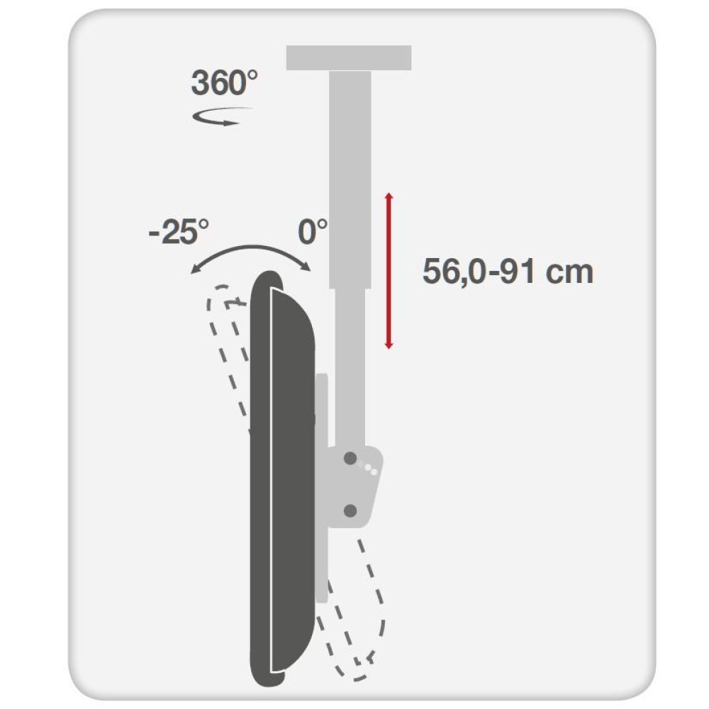 Techly 32-55 Telescopic Ceiling Universal LED TV LCD Support" ICA-CPLB 944S-6