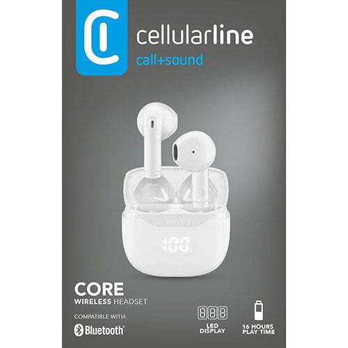 Slušalice CELLULARLINE, ACL, Core, Bluetooth, In-Ear, TWS, bijele-1