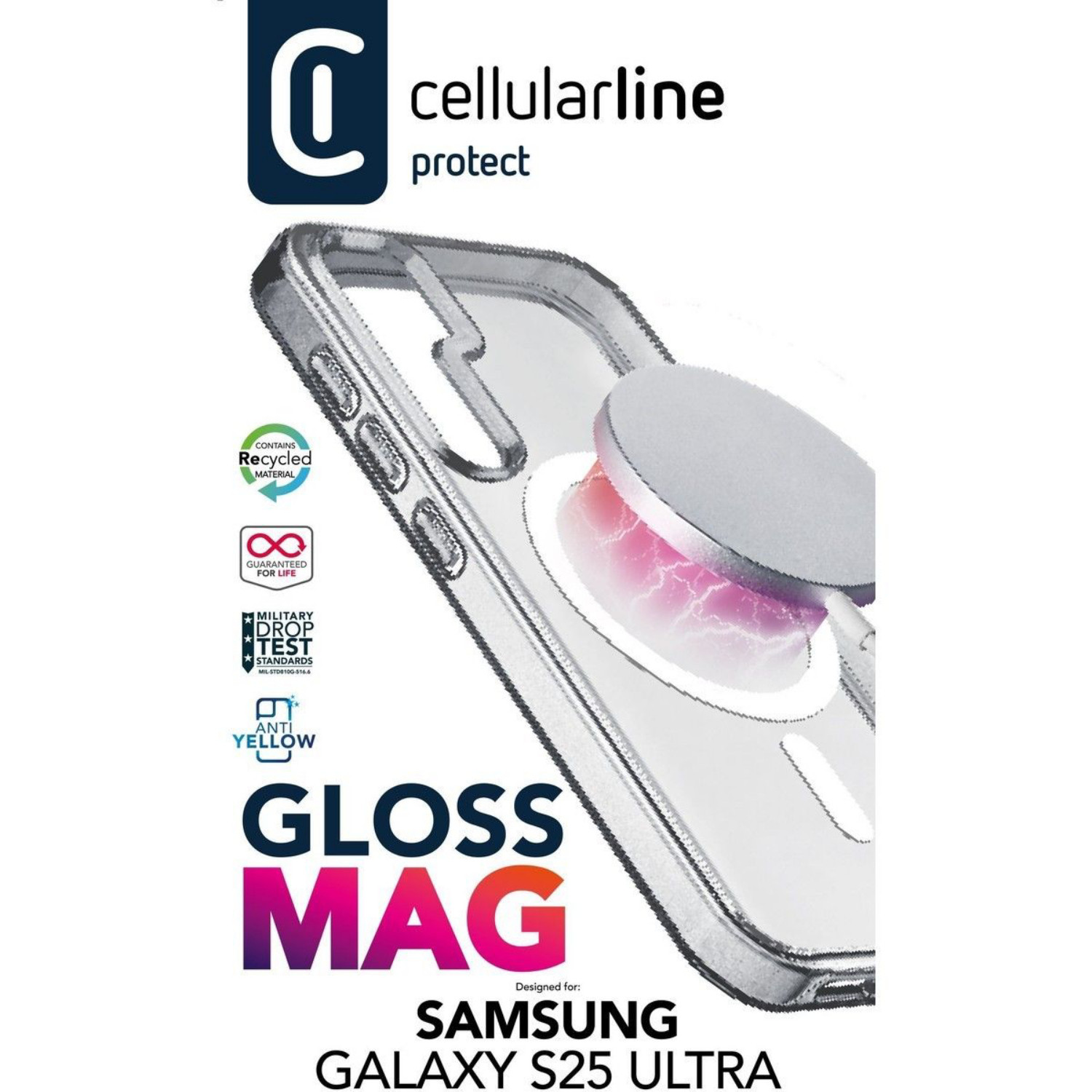 Maska za mobitel CELLULARLINE Gloss Mag, za SAMSUNG Galaxy S25 Ultra prozirna-2