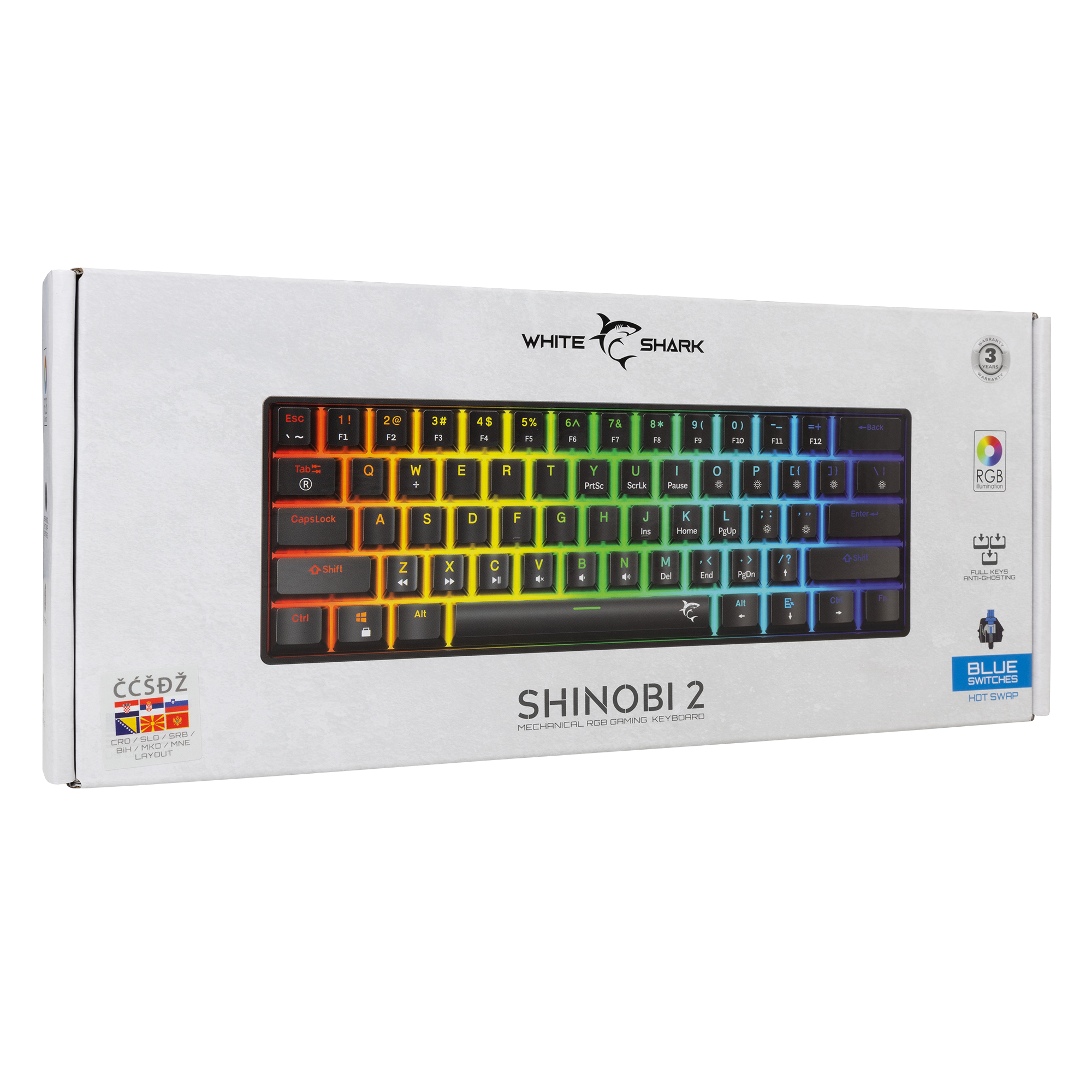 White Shark KEYBOARD GK-004122 SHINOBI-2 Black - Mechanical / HR - BLUE SW.-11