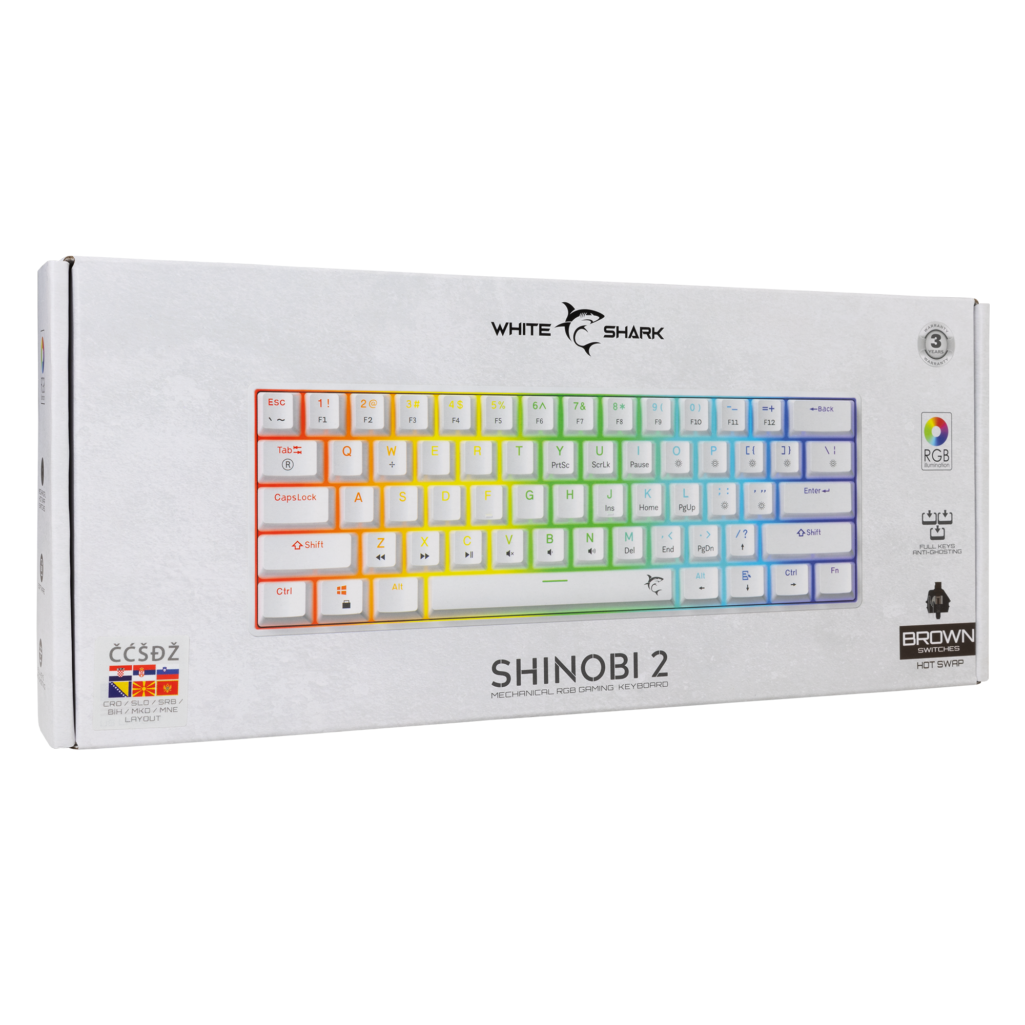 White Shark KEYBOARD GK-004232 SHINOBI-2 White - Mechanical / HR- BROWN SW.-12