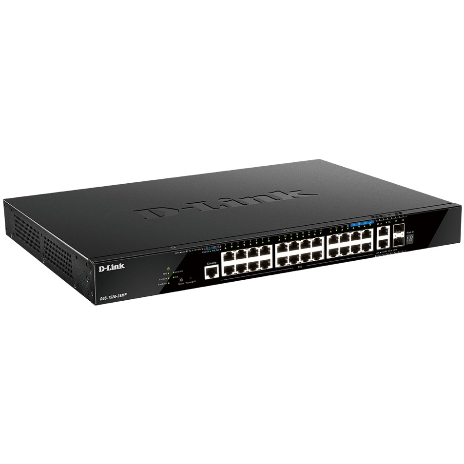 Mrežni prekidač D-LINK DGS-1520-28MP/E (Managed L3, Gigabit Ethernet, Power over Ethernet, 1U, Crni)-0