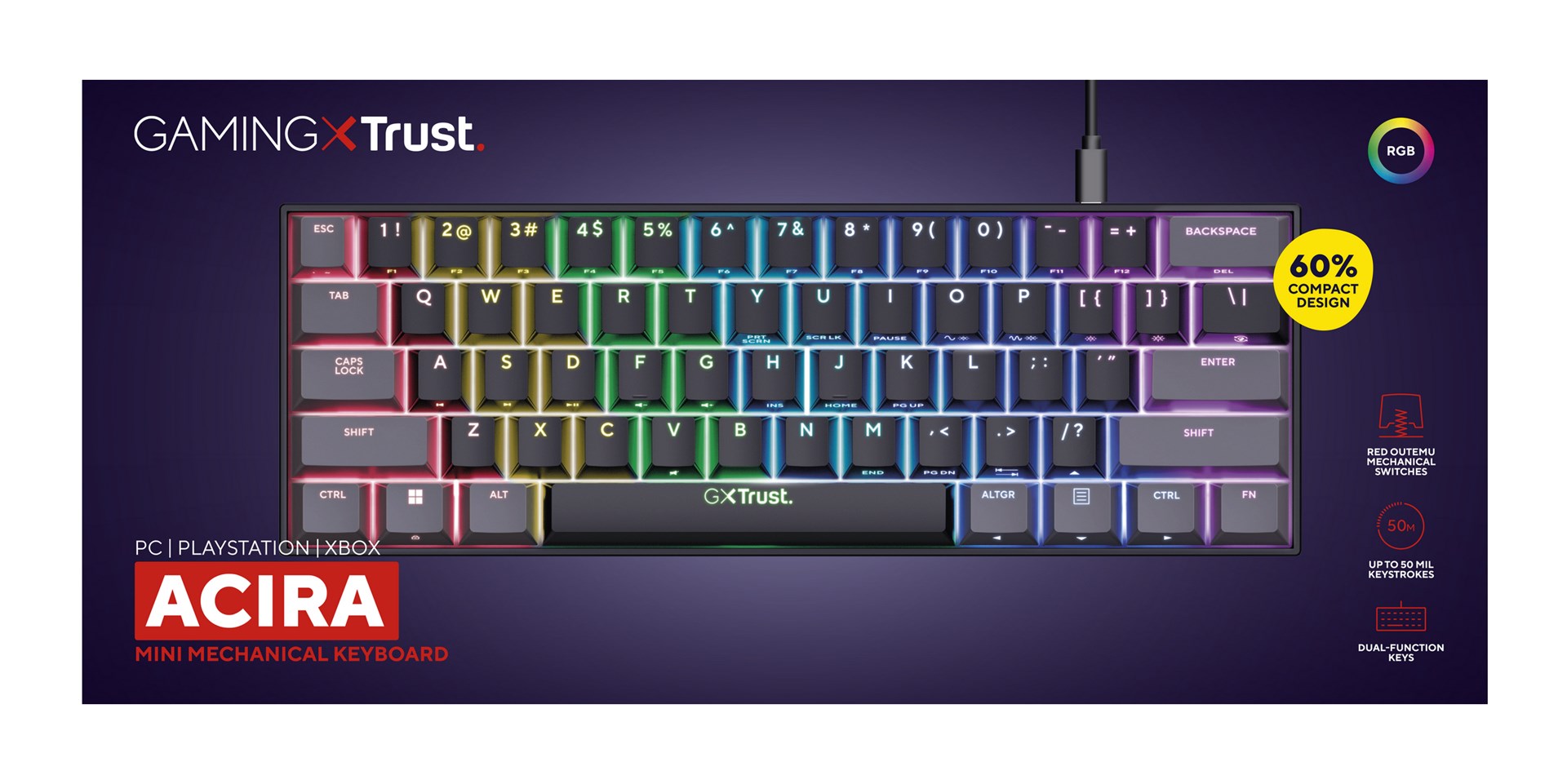 Tipkovnica TRUST GXT 867 Acira Gaming USB QWERTY US English crna-1