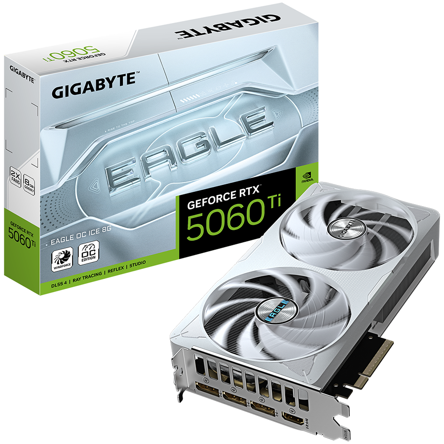 Grafička kartica GIGABYTE GeForce RTX 5060 Ti EAGLE OC ICE 8G (8GB GDDR7, 128bit, PCI-E 5.0, 2617MHz Core Clock, 3 x DisplayPort, 1 x HDMI)-0