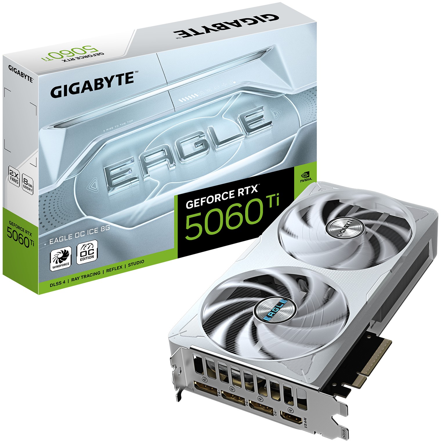 Grafička kartica GIGABYTE GeForce RTX 5060 Ti EAGLE OC ICE 8G (8GB GDDR7, 128bit, PCI-E 5.0, 2617MHz Core Clock, 3 x DisplayPort, 1 x HDMI)-2
