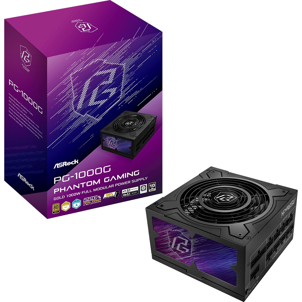 Napajanje ASROCK Phantom Gaming PG-1000G (750 W, 20+4 pin ATX, ATX, Crna)-0