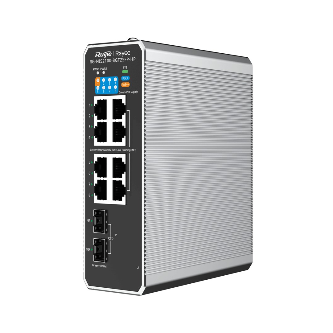 Switch RUIJIE REYEE RG-NIS2100-8GT2SFP-HP (8x gigabit, 2x sfp, high power poe, industrial)-0