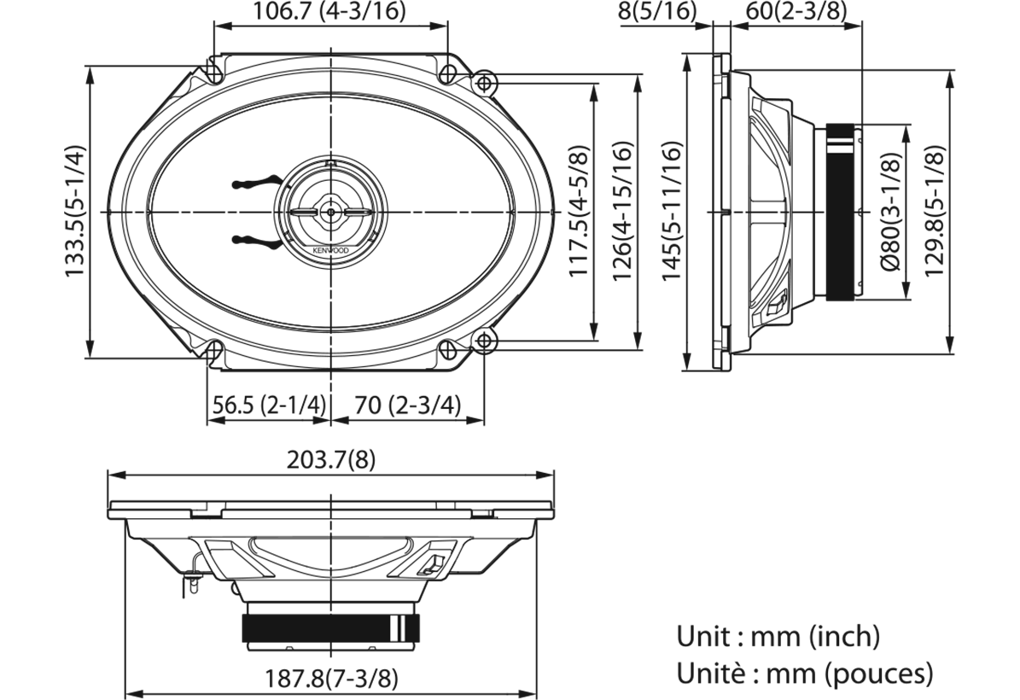 Auto zvučnici KENWOOD KFC-PS6896C (6"x8", Custom Fit, 2-way, 2-sistemski, 360 W)-1