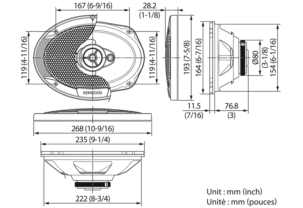 Auto zvučnici KENWOOD KFC-S6966 (6"x9", 3-smjerni, 400 W)-1