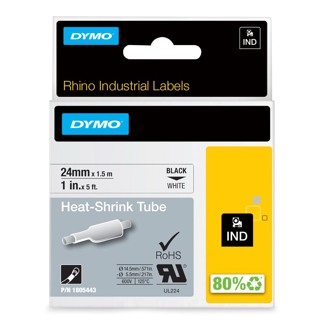 Termoskupljajuće cijevi DYMO IND 1805444 (24mm x 1,5m, crni ispis na bijeloj podlozi)-1