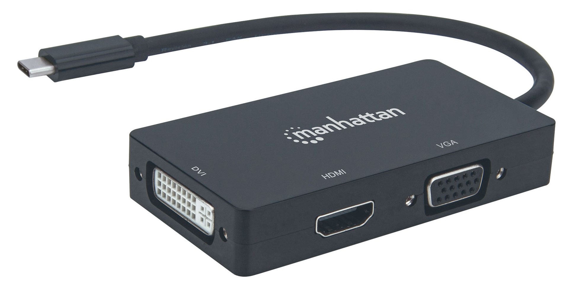 USB-C hub MANHATTAN 3-u-1 (HDMI, DVI-I, VGA, crni)-2