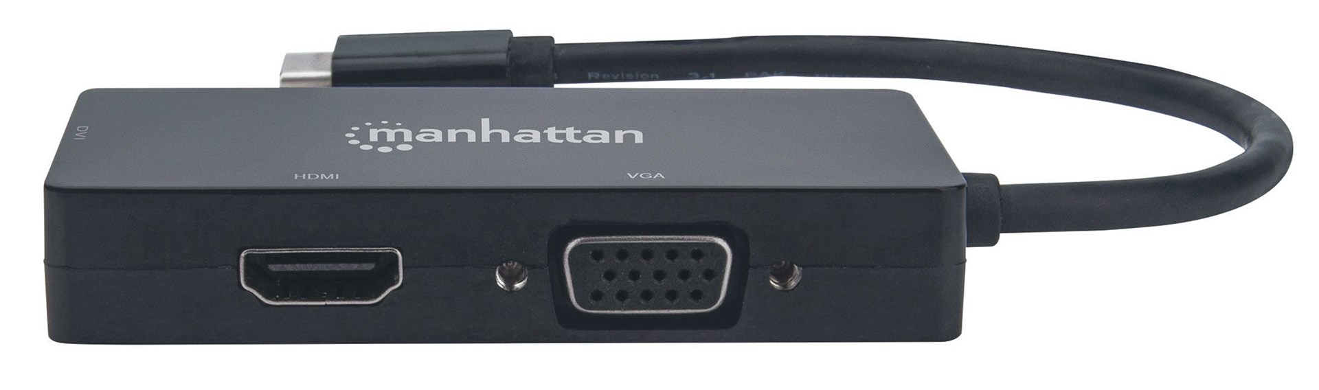 USB-C hub MANHATTAN 3-u-1 (HDMI, DVI-I, VGA, crni)-3