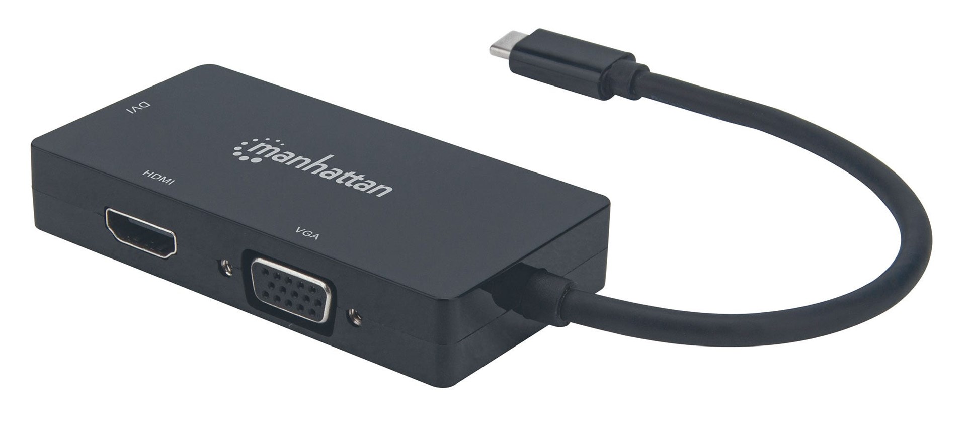 USB-C hub MANHATTAN 3-u-1 (HDMI, DVI-I, VGA, crni)-0