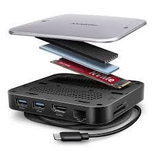 USB-C HUB AXAGON HMC-UFO (m.2 sata/nvme, 1 gbps ethernet, 384 khz audio)-0